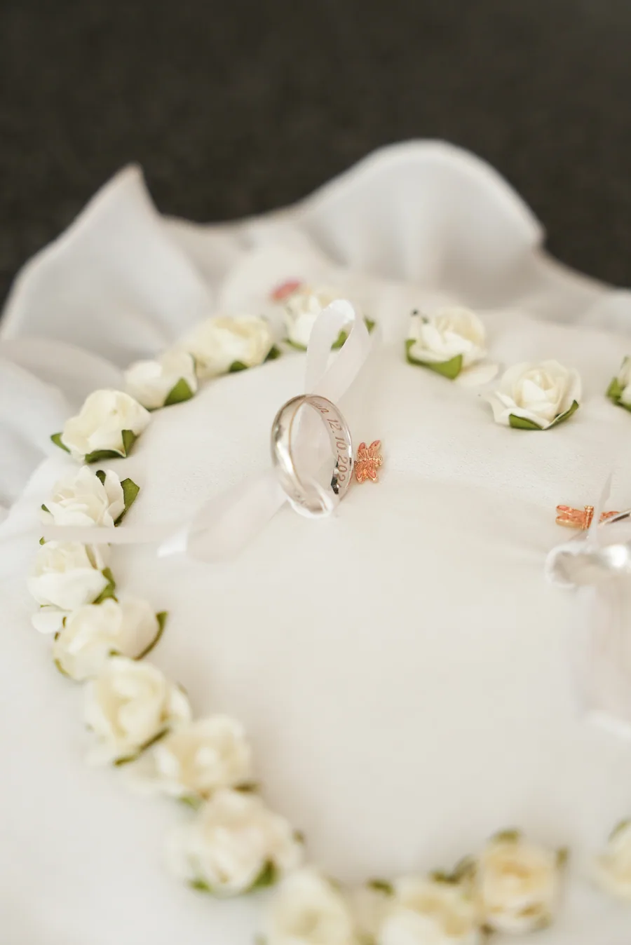 Eheringe auf einem Ringkissen – Hochzeit Jasmin und Kevin